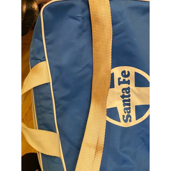 VTG Santa Fe Railroad Messenger Bag w hand and shoulder straps blue white nylon - Picture 9 of 14